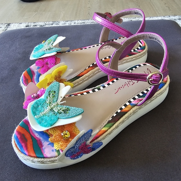 Betsey Johnson Other - Colorful Butterfly Sandals with Pink Straps